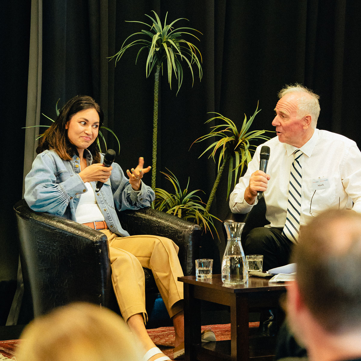 Mark Daniels on stage with Nadia Lim